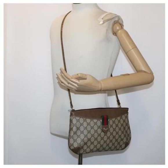GUCCI Vintage GG Canvas Web Sherry Line Shoulder/Crossbody Bag Beige/Bro… - Picture 5 of 11